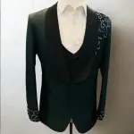 Luxury Deep Green Zardoji Work Men’s Tuxedo